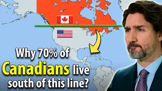 Why do 80% of CANADIANS live within 100 miles of the U.S. BORDER?