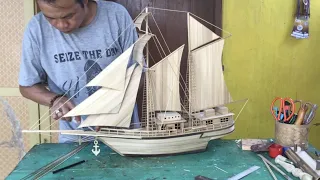 Proses dari Awal Pembuatan Miniatur Kapal Laut bahan Full dari Bambu ~ Kerajinan Bambu