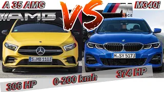 NEW A35 AMG vs NEW M340i G20 | 306 HP vs 374 HP | 0-100 + 0-200 km/h