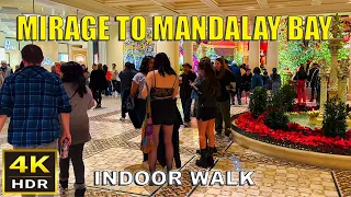 [4K HDR] The Mirage to Mandalay Bay Mostly Indoor Walk | Las Vegas Strip | Jan 2024