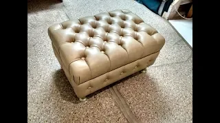 Пуфик - банкетка с каретной стяжкой . (капитоне). Мягкая мебель. (Рadded stool. Chesterfield).