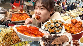Anyang Market Mukbang🍥Tteokbokki, Sundae, Fishcake, bread, Gimbap, chicken, Street foods.