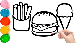 How to Draw French Fries Cute and Easy | Fast Food Drawing And Coloring Page For Kids