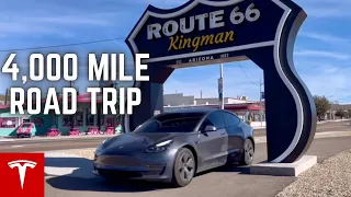 4,000 Mile Tesla Winter Road Trip on Route 66 | Full Self Driving