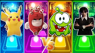 Pika Pika Pikachu 🆚 Oddbods Fuse 🆚 Om Nom Baby 🆚 Wednesday Addams 🎶 Who is Best? Tiles Hop Game 🎮