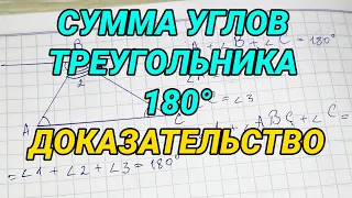 Сумма углов треугольника (доказательство). Внешний угол треугольника - 7 класс геометрия