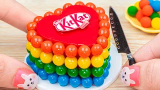 Rainbow with KITKAT 🌈 Beautiful Miniature Colorful Heart Cake Decorating | Delicious Rainbow Cakes