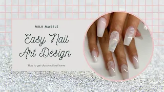 Milk Marble nails, Easy, beginner friendly DIY