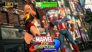 Capitán América  & Capitana Marvel  Vs Iron Man & Black Widow In  Combat [Marvel vs Capcom Infinite]