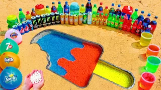 How to make Rainbow Icecream with Orbeez, Fanta, Mirinda, Big Coca Cola vs Mentos & Popular Sodas