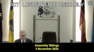 ACT Legislative Assembly Sitting - 3 November 2020 (First Sitting of the Tenth Legislative Assembly)