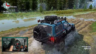 Mudrunner - Jeep Cherokee Realistic Offroad Part 2 | Steering Wheel Gameplay
