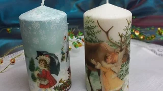 Candele  decorate con trasferimento di immagine,Tutorial: Decorate candles with paper napkins