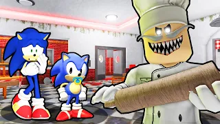 SONIC AND BABY SONIC VS ESCAPE PAPA PIZZA PIZZERIA (Roblox)