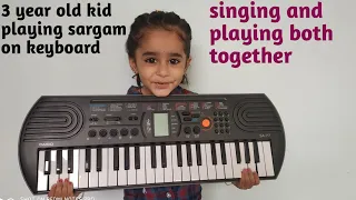 Surbhi Swar Sangam ।  3 year old kid playing keyboard । little girl playing sargam on keyboard