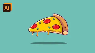 How to create a vector pizza illustration design using adobe illustrator | Flat pizza design