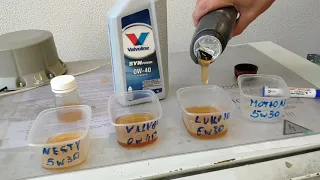 Заморозка моторных масел Neste 5w30, Valvoline 0w40.