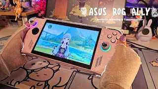 ☁️a pretty pink handheld pc🌷| asus rog ally aesthetic unboxing | genshin & more