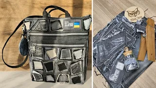 An incredible idea using scraps of denim/50 shades of black and gray