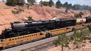 Big Boy 4014 & The Living Legend 844 Double Heading  Harriman Wyoming 4K UP Steam Engine Train