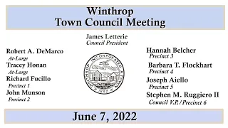 Winthrop Town Council Meeting of June 7, 2022