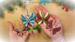 БЫСТРО И ПРОСТО ёлочные игрушки, новогодние бабочки из фоамирана 🎄 DIY Amazing Christmas ornaments