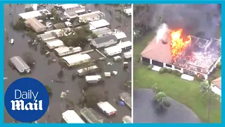 Aerial footage shows houses underwater from Hurricane Ian in Southwest Florida