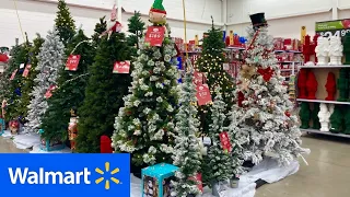 WALMART CHRISTMAS TREES CHRISTMAS DECORATIONS ORNAMENTS SHOP WITH ME SHOPPING STORE WALK THROUGH