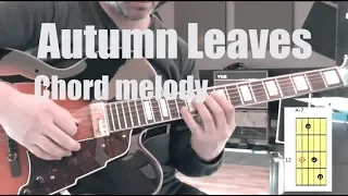 Autumn Leaves Jazz Guitar Chord Melody Lesson With Chord Diagrams - Arrangement For Beginners
