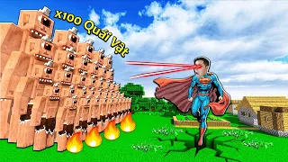 SLENDERMAN BIẾN THÀNH SUPERMAN(SIÊU NHÂN) ĐÁNH BẠI 100 YÊU TINH KHỔNG LỒ MỘT MẮT TRONG MINECRAFT