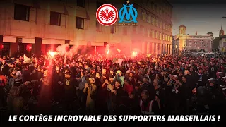 LE CORTÈGE INCROYABLE DES SUPPORTERS MARSEILLAIS À FRANCFORT 🚌🔥