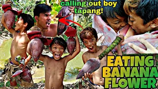 EATING BANANA FLOWER WITH SPICY  SO HOT ( BOY TAPANG CHALLENGE ) PRIMITIVE TECHNOLOGY PHILIPPINES