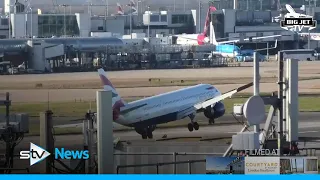 British Airways plane forced to abort landing due to strong winds