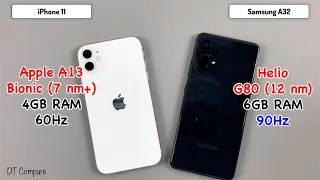 Samsung A32 vs iPhone 11 Speed Test, Camera Test, Display Test
