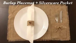 Burlap Placemat with Silverware Pocket