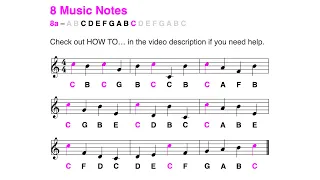 Learn to read music notes in less than 2 minutes: C (8 notes, G (treble) clef - 2024)