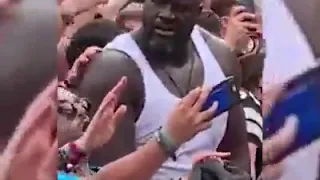 Shaq at a rave. Moshing it. Joins stage.