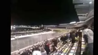 Daytona 2014. 2nd Budweiser Duel Last Lap Crash Clint Bowyer Flips. From the stands