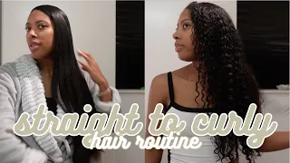 straight to curly hair routine