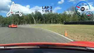 Porsche GT4 chasing GT3RS at Calabogie