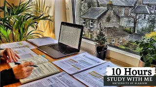10 HOUR STUDY WITH ME | Background noise, 10-min Break, No music, Study with Merve