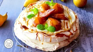 Caramelized Pears Pavlova Cake