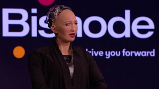 Sophia the Robot introduces herself in Swedish during her first visit in Sweden.