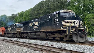 NS 4235 leads a long NS 12R diverging off the R line. 4-26-2024