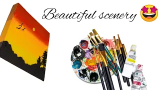 Painting|Beautiful Scenery😍|Acrylic Painting|Painting Ideas|Painting On Canvas Board|Painting 🖌️🎨