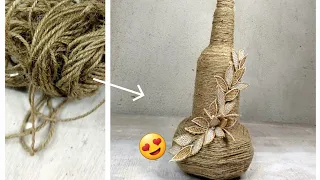 how to make flower vase from jute rope