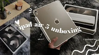 ✨2022 M1 iPad Air 5 (starlight) unboxing 💛 apple pencil + accessories 📦