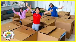 Box Fort Maze Ryan's Mystery Playdate at Home Challenge!!!