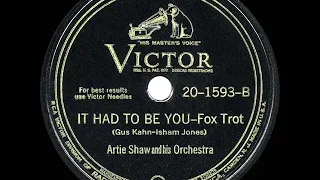 1944 HITS ARCHIVE: It Had To Be You - Artie Shaw (instrumental) (recorded in 1938)