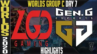 LGD vs GEN Highlights | Worlds 2020 Group C Day 7 - LoL World Championship | LGD Gaming vs Gen G